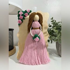 Handmade macrame doll frame